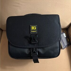 Black Laptop Bag with Durable Fabric and Flap Closure